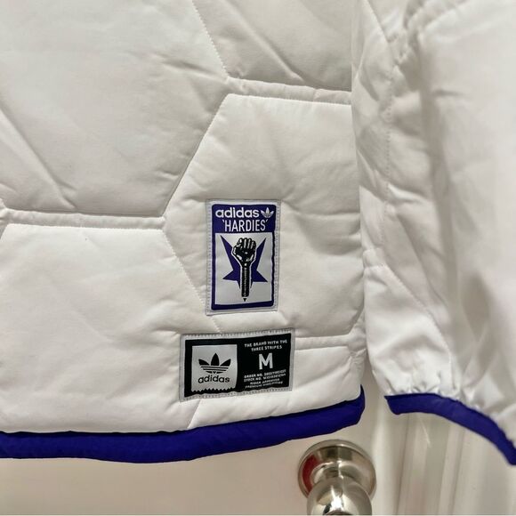 NWT Adidas x Hardies Skateboarding Jacket Pullover Men’s Sz Medium White Purple - Picture 4 of 12